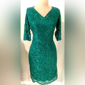 Beautiful Turquoise Designer Dress. Size Large
